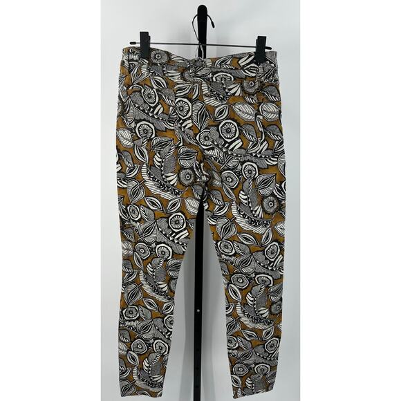 Ann Taylor LOFT Skinny Pants 27/4 Brown Black Leaf Print Stretch Cotton - Picture 3 of 6